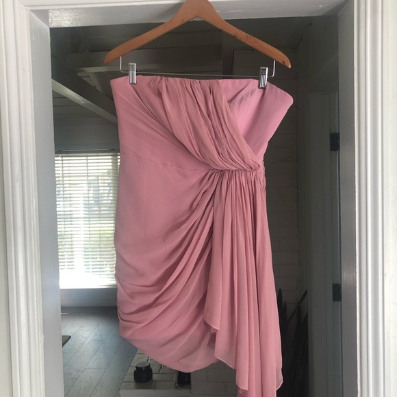 NWT CINQ A SEPT Yuki Rouched Strapless Mini Dress Tea Rose Size 10 - Picture 3 of 7